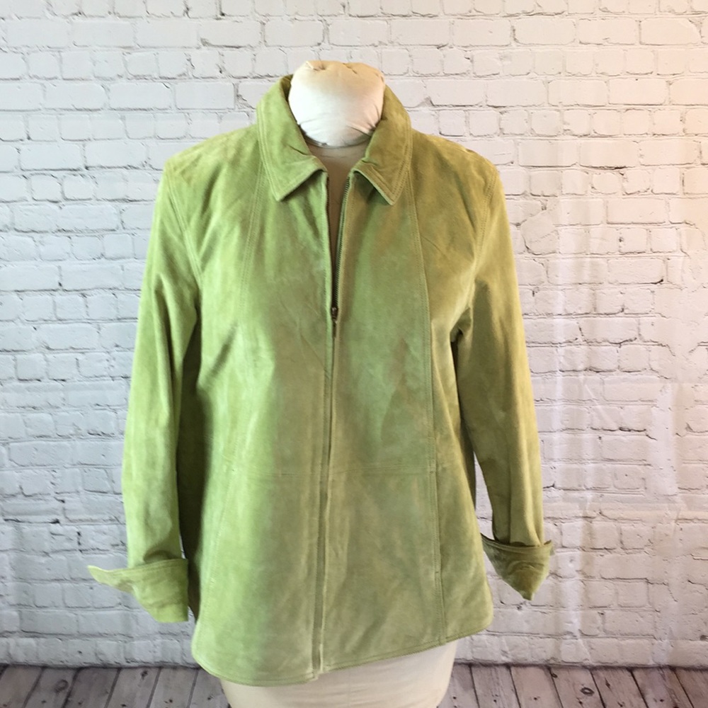 Spring green suede zipper jacket size PL